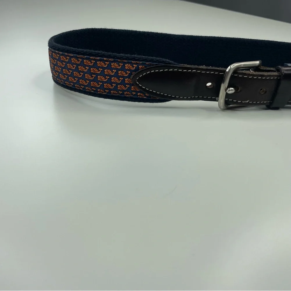 Vineyard Vines Classic Canvas and Leather Whale Basketball‎ Kids Belt size 26